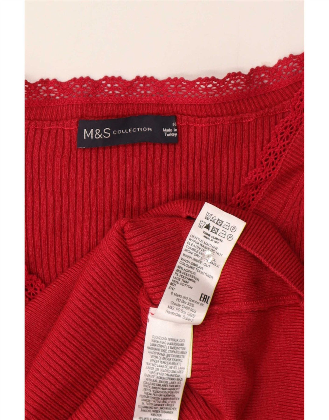 Marks & Spencer Chemisier à manches courtes pour femme UK 16 Grand Acrylique Rouge