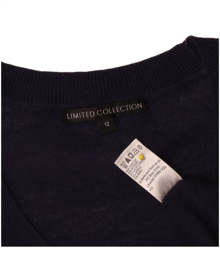 Marks & Spencer Pull col bateau pour femme UK 12 Bleu marine moyen