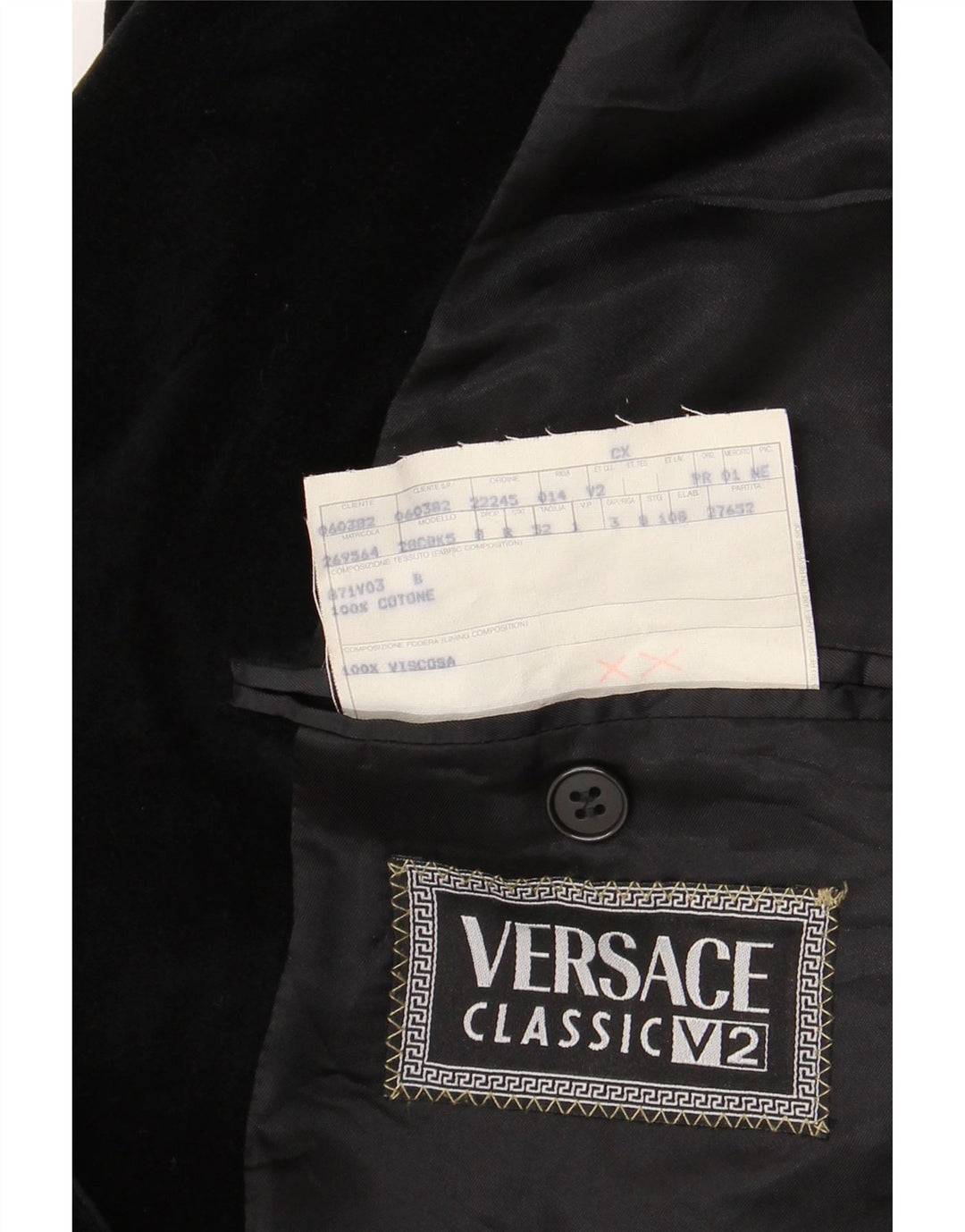 Versace Veste blazer en velours à 4 boutons pour homme IT 52 XL en coton noir