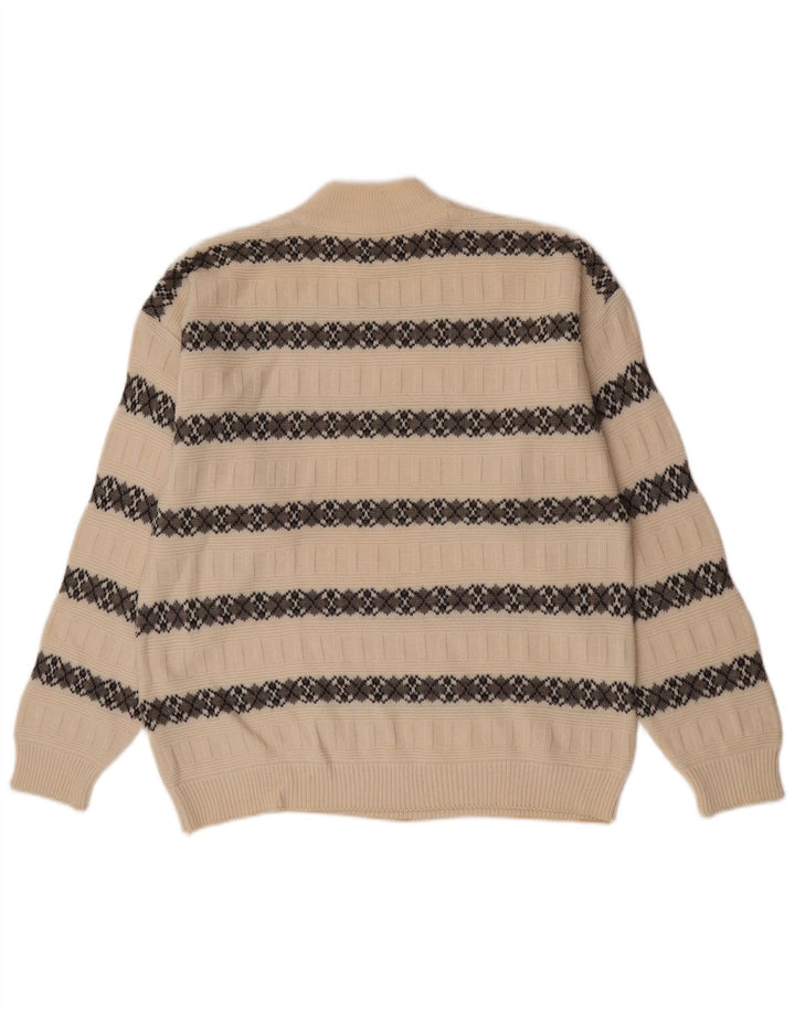 Suspense Pull col roulé pour homme IT 52 en laine rayée blanc cassé