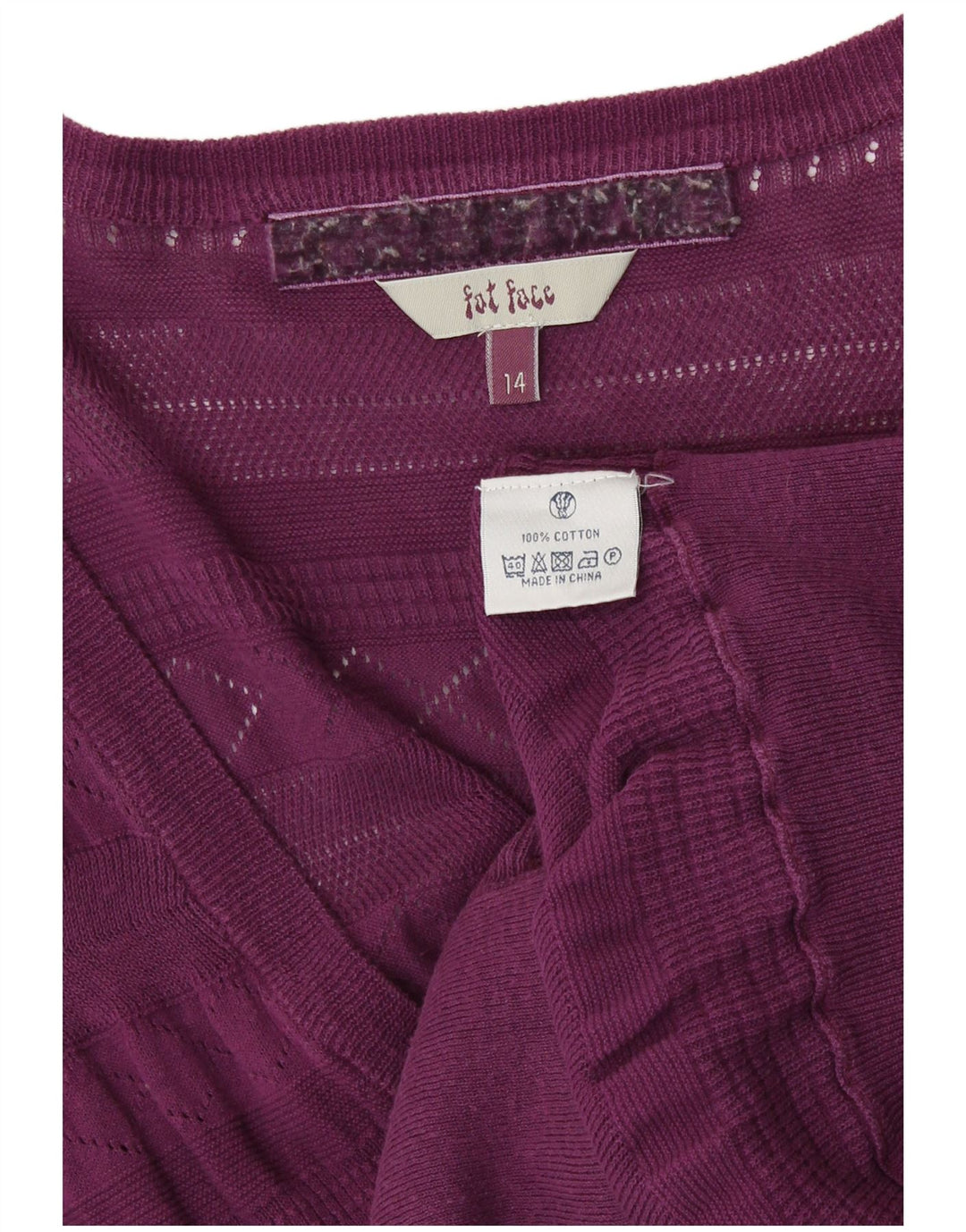 Fat Face Boléro court à manches courtes pour femme UK 14 Grand coton violet