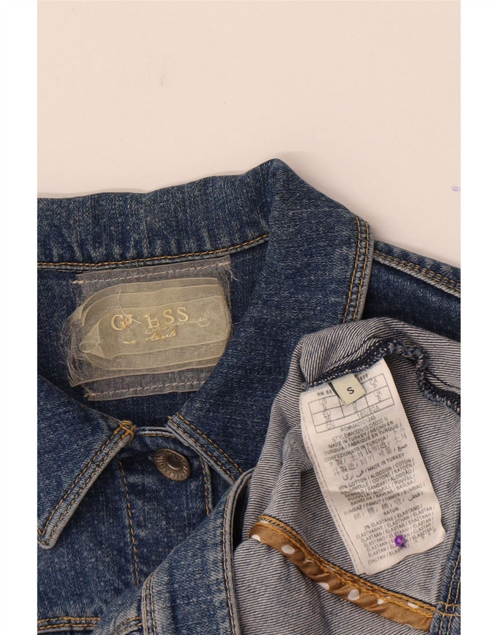 Guess Veste en jean courte pour femme UK 6 XS Bleu Coton