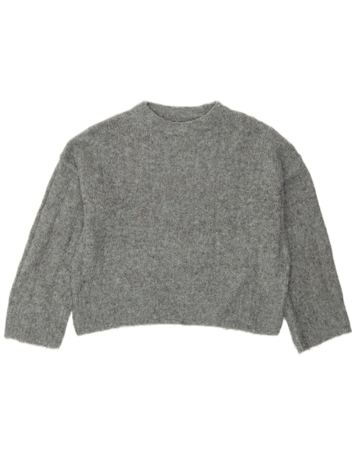 Topshop Pull surdimensionné à col rond pour femme UK 6 XS Gris Polyester