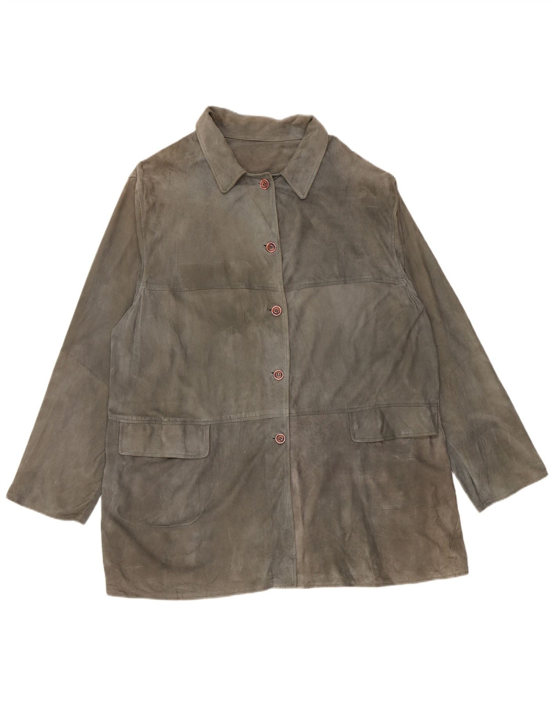 veste en daim femme vintage UK 20 2XL cuir gris