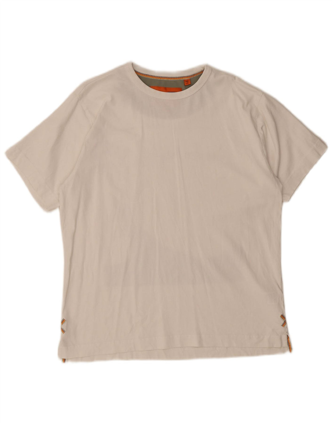 WHITE STUFF Mens Graphic T-Shirt Top Medium White Cotton