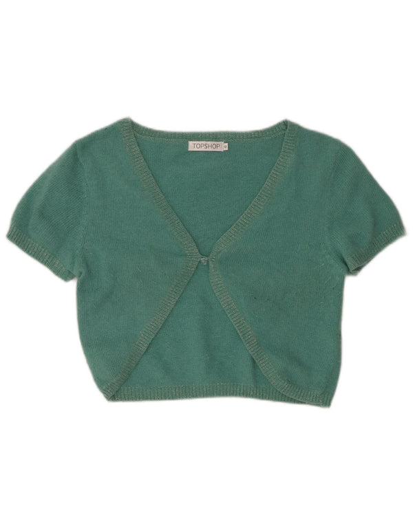 Topshop Cardigan court à manches courtes pour femme UK 42 en nylon vert moyen