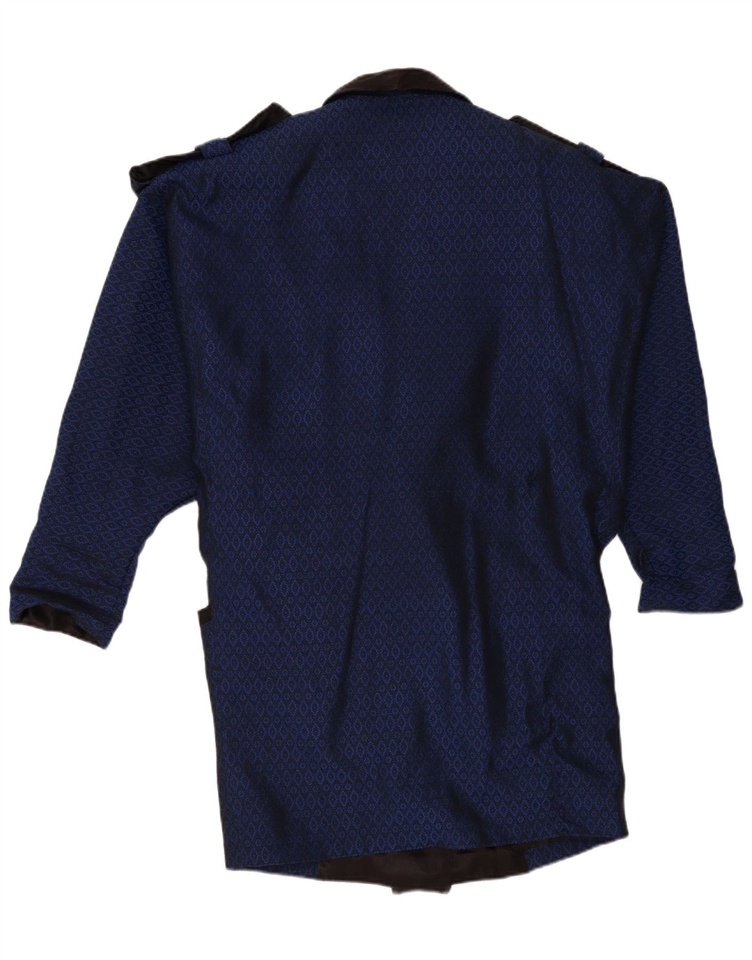 vintage Femmes Double Breasted Coat UK 16 Grand Bleu Marine Géométrique