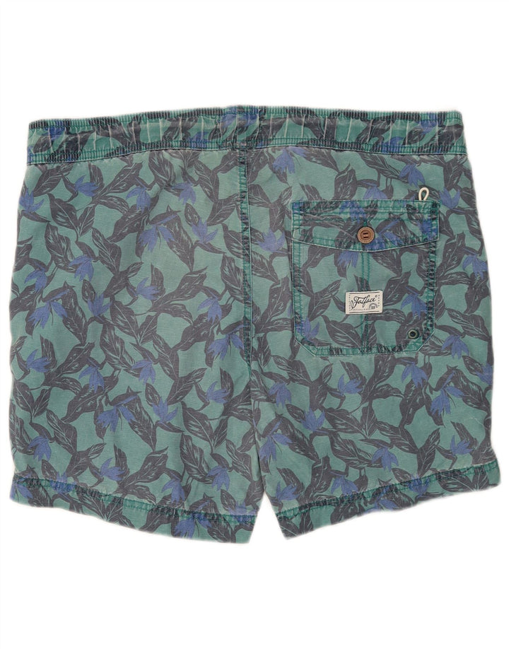 Short de Bain Homme Fat Face Coton Géométrique Vert Moyen