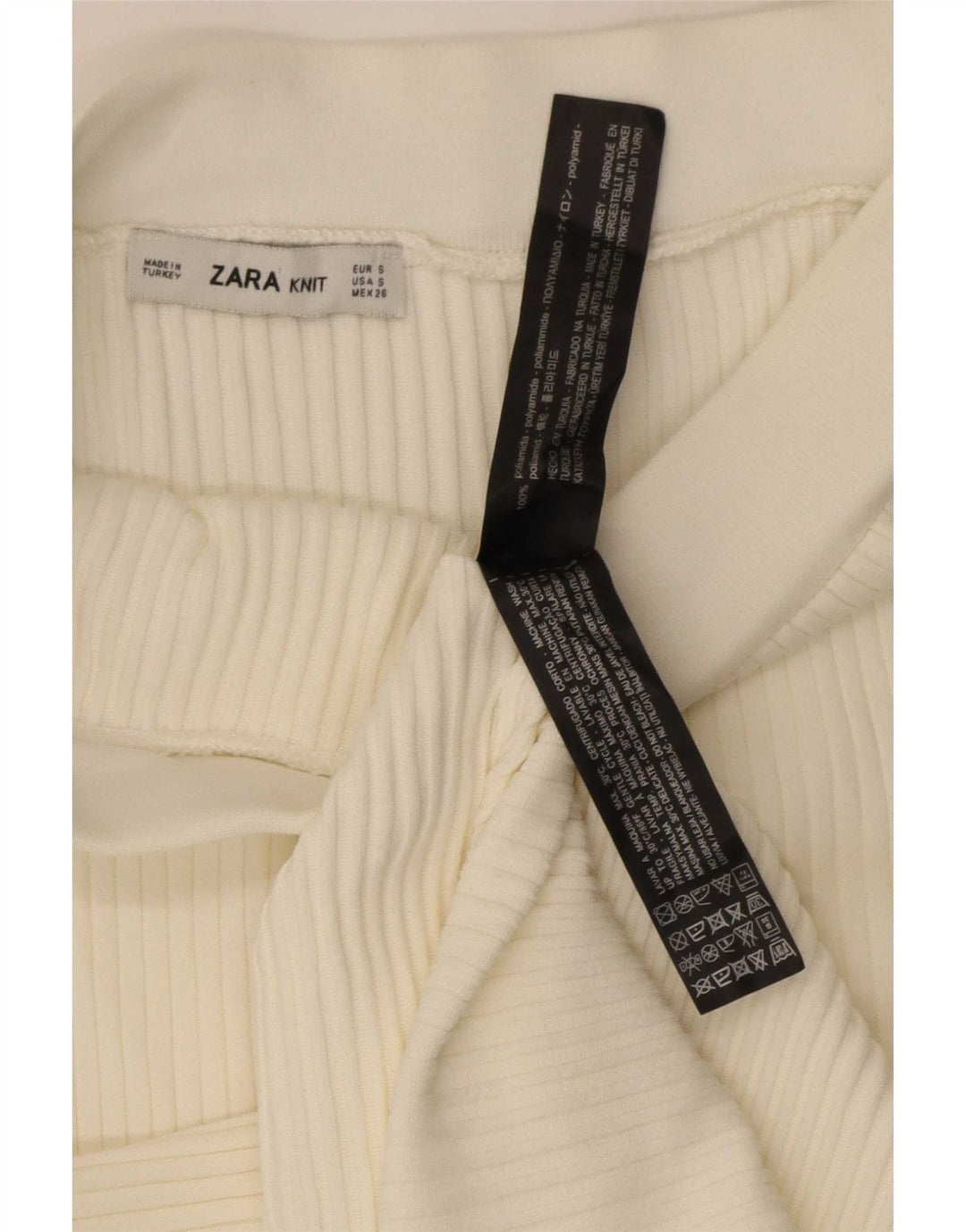 Zara Femme Jupe Asymétrique En Tricot Petit W26 Polyester Blanc Cassé