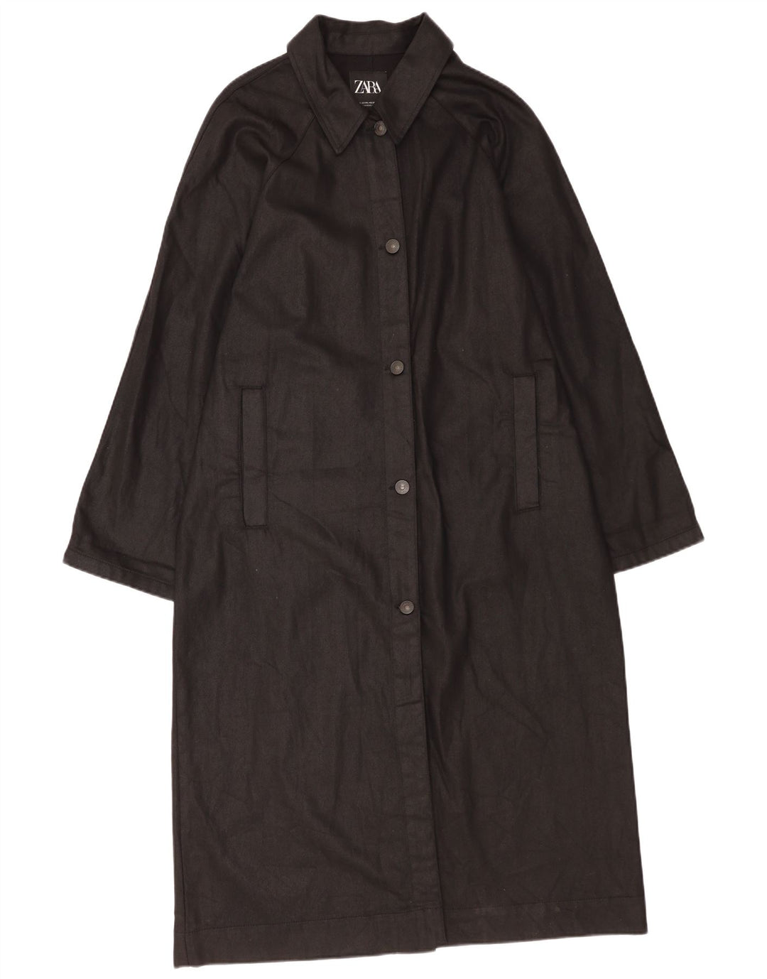 Zara Manteau surdimensionné pour femme UK 14 en coton noir moyen