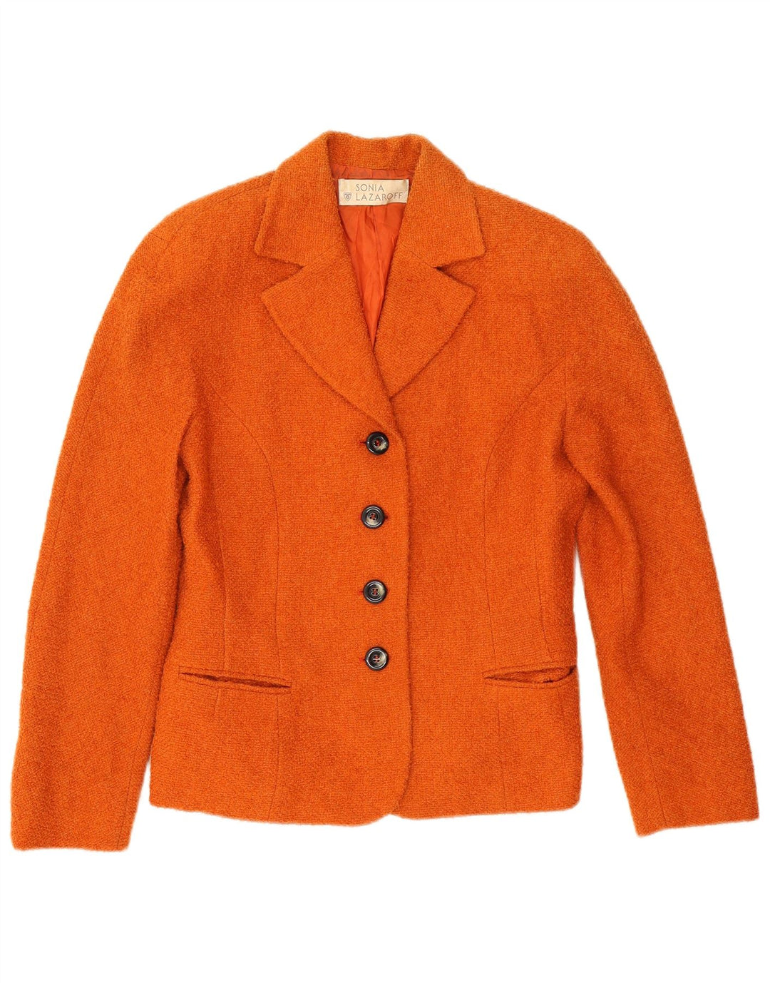vintage Femme 4 Bouton Blazer Veste IT 42 Laine Orange Moyenne