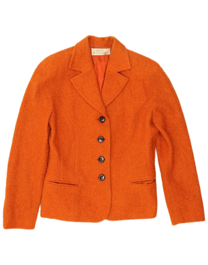 vintage Femme 4 Bouton Blazer Veste IT 42 Laine Orange Moyenne