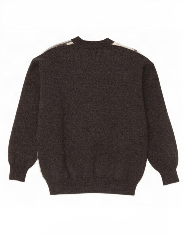 DALMINE Mens Cardigan Sweater IT 58 3XL Grey Geometric Virgin Wool