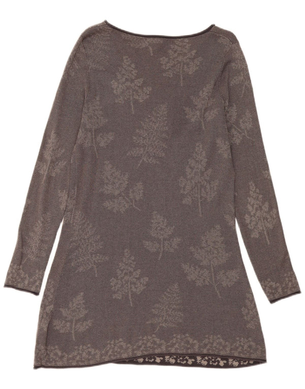 White Stuff Robe pull à manches longues pour femme UK 42 Gris moyen en coton floral