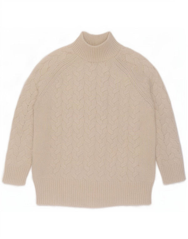 Marks & Spencer Womens Turtle Neck Jumper Sweater UK 16 Large Beige Acrylic