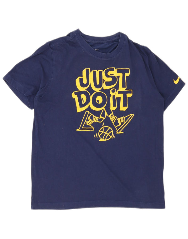 Nike T-shirt graphique pour homme en coton bleu marine moyen