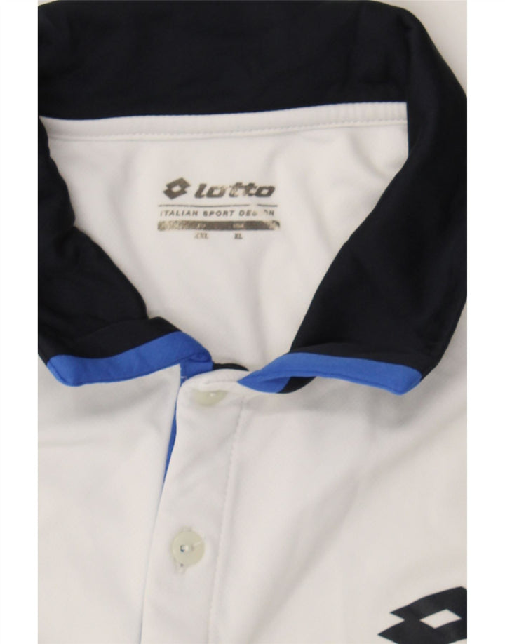 LOTTO Mens Polo Shirt 2XL White Polyester Vintage Lotto and Second-Hand Lotto from Messina Hembry 