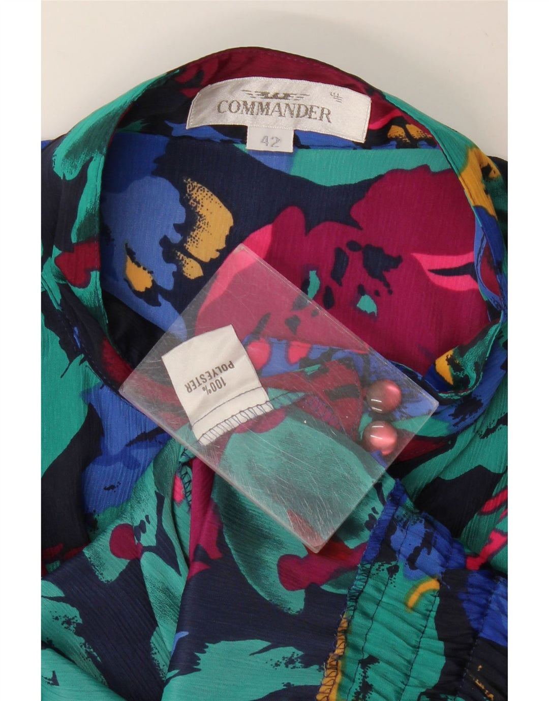 COMMANDER Chemisier court pour femme EU 42 Grand motif floral multicolore