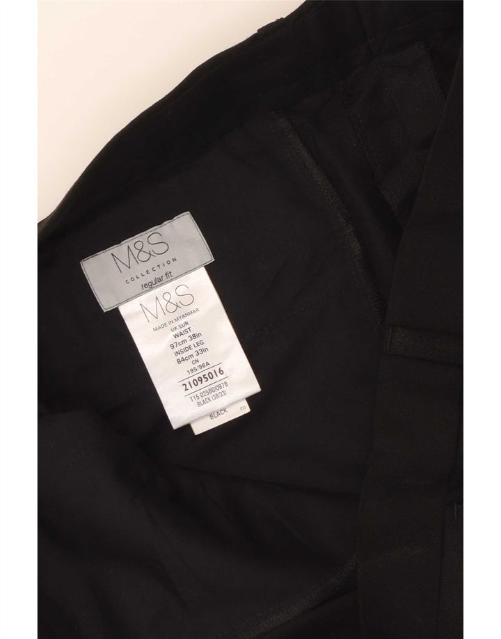 Marks & Spencer Pantalon de costume coupe classique pour homme W38 L33 Noir Polyester