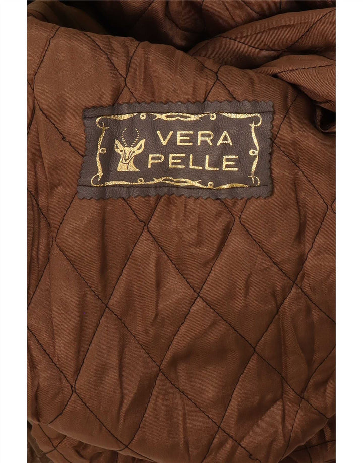 veste en cuir femme vintage IT 42 Kaki moyen