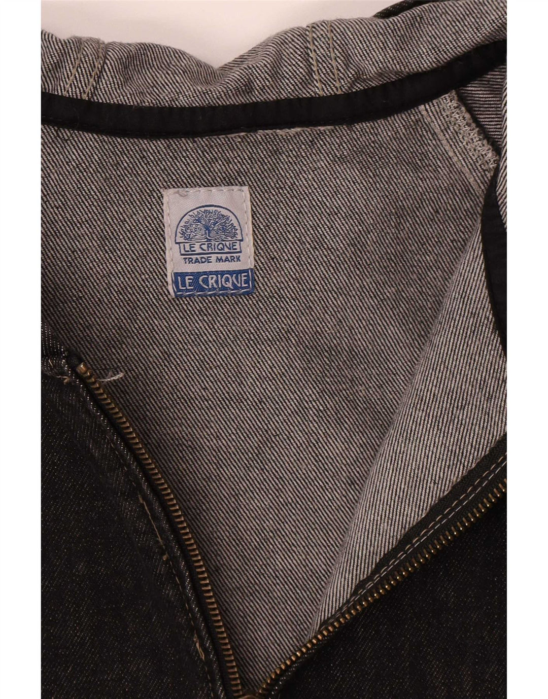 veste en denim à capuche femme vintage UK 14 coton noir moyen
