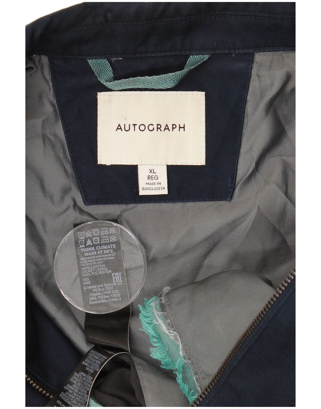 Marks & Spencer Veste bomber autographe pour homme UK 42 XL Bleu marine Coton
