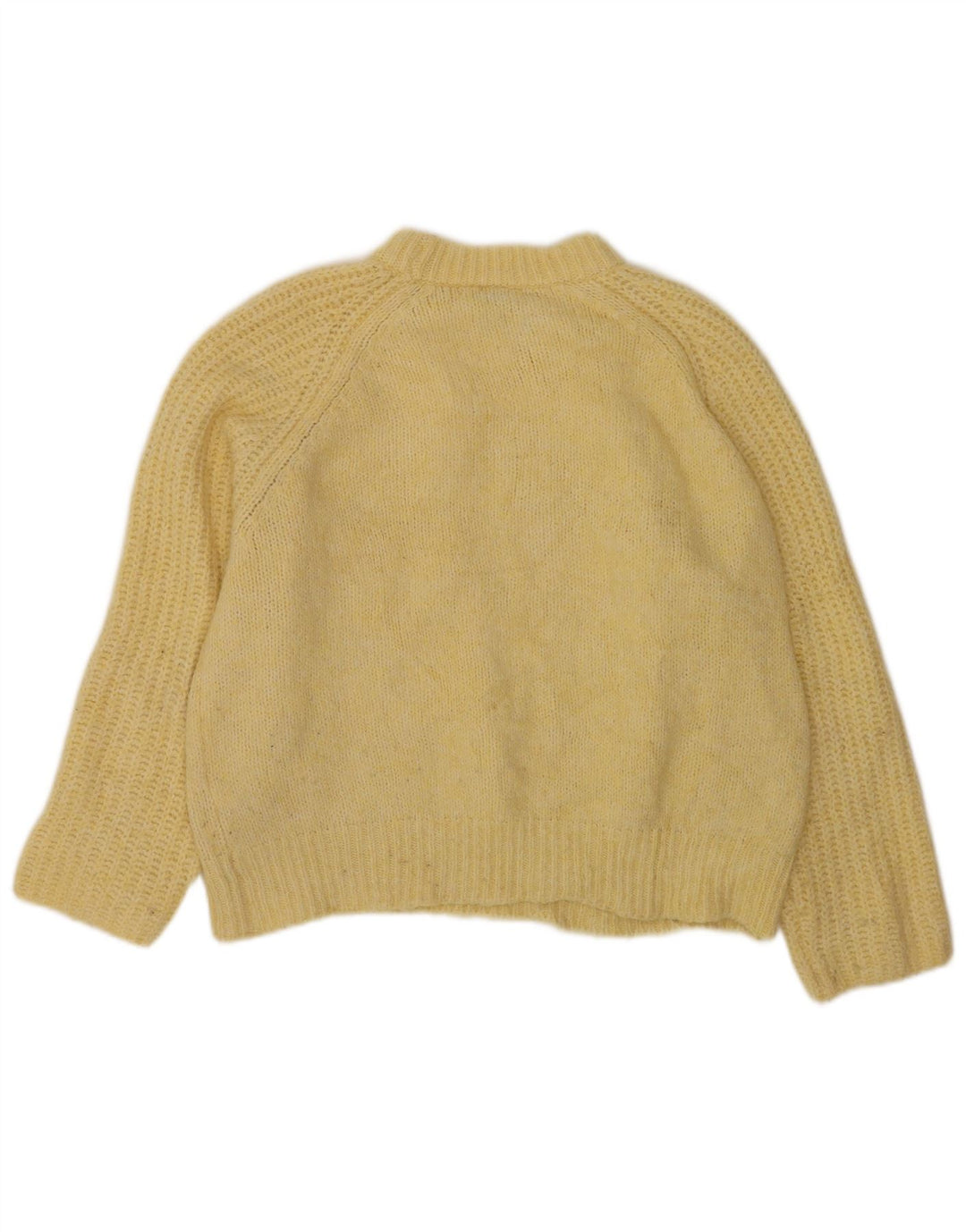 Zara Pull surdimensionné à col rond pour femme UK 14 Jaune moyen