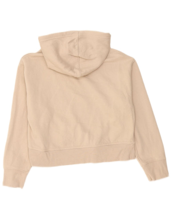 Zara Femme Crop Oversize Sweat à capuche UK 10 Petit Coton Beige
