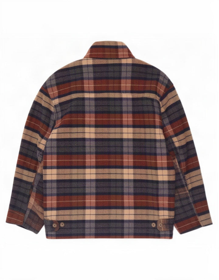 vintage Mens Utility Jacket UK 40 Grande laine à carreaux multicolore
