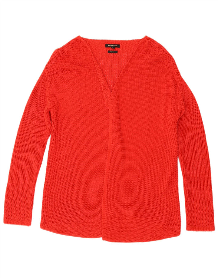 Massimo Dutti Pull cardigan ouvert pour femme UK 10 Petit coton rouge