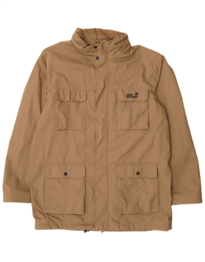 Jack Wolfskin Veste utilitaire à capuche pour homme UK 44 XL Beige Polyester