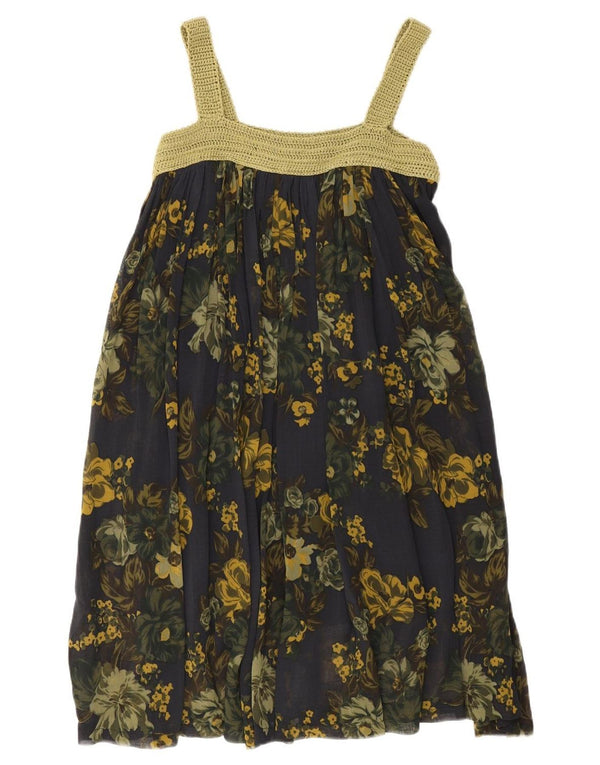 vintage Womens Sundress UK 8 Petit Bleu Marine Floral