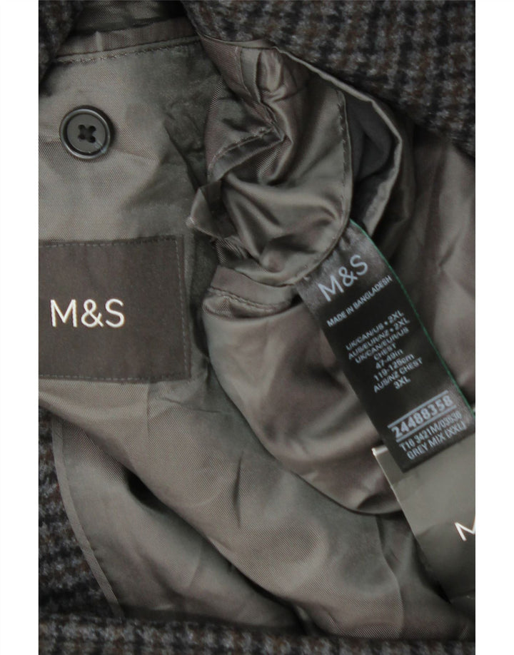 Marks & Spencer Manteau pour homme UK 44 2XL Gris pied-de-poule en laine
