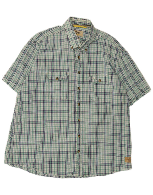 Camel Active Mens Short Sleeve Regular Fit Shirt 2XL Green Check Cotton