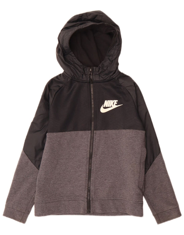Nike Sweat à capuche zippé pour garçon 10-11 ans en coton color block noir moyen
