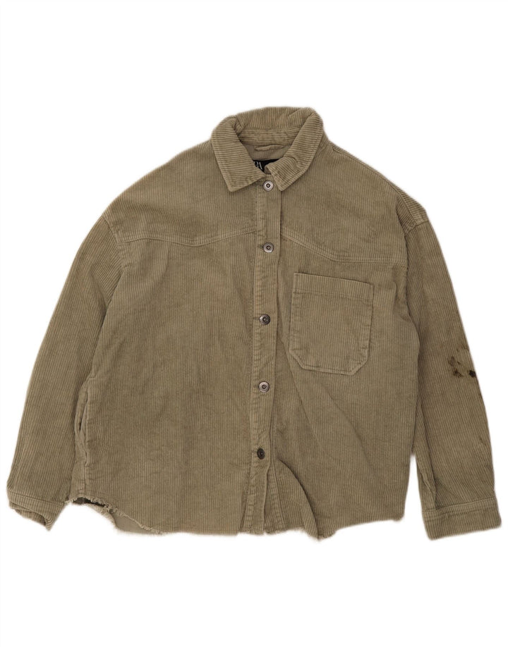 Zara Veste en velours côtelé pour femme UK 14 Coton kaki moyen
