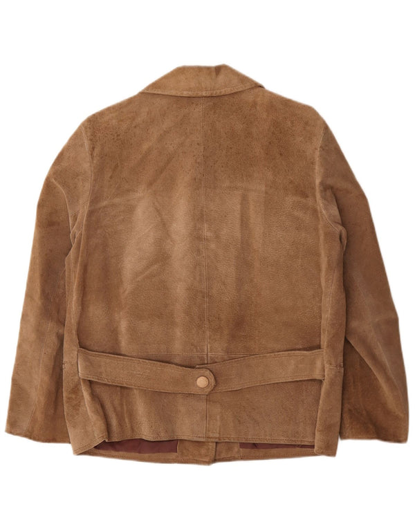 vintage Femme 3 Boutons Blazer En Daim Veste UK 16 Grand Beige
