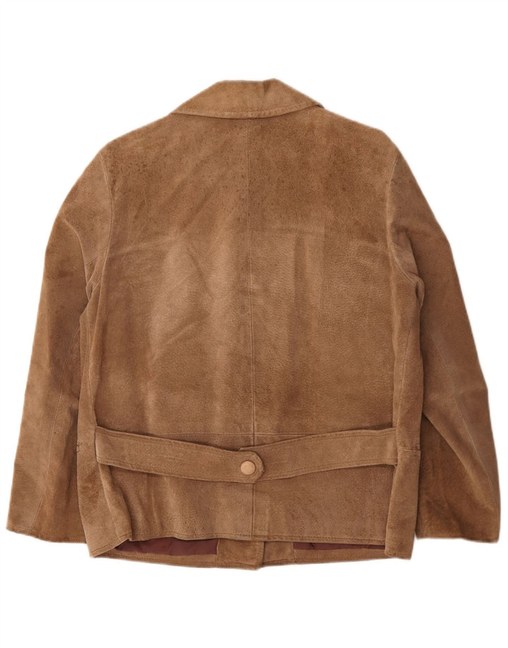 vintage Femme 3 Boutons Blazer En Daim Veste UK 16 Grand Beige