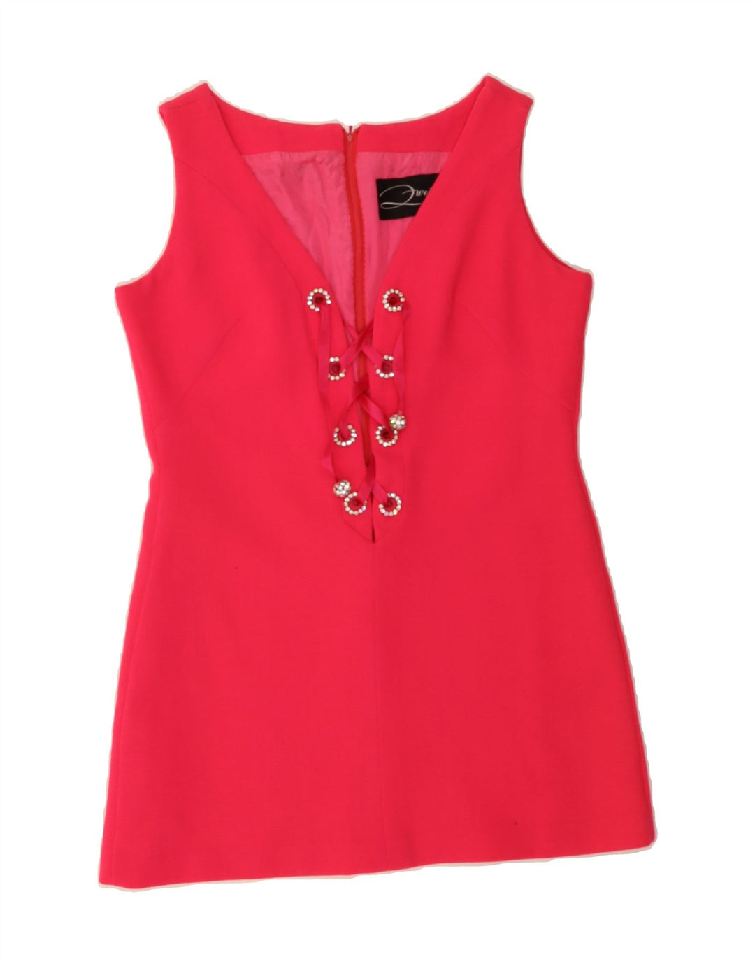 VINTAGE Womens Sleeveless Basic Dress UK 14 Medium Pink Vintage Vintage and Second-Hand Vintage from Messina Hembry 