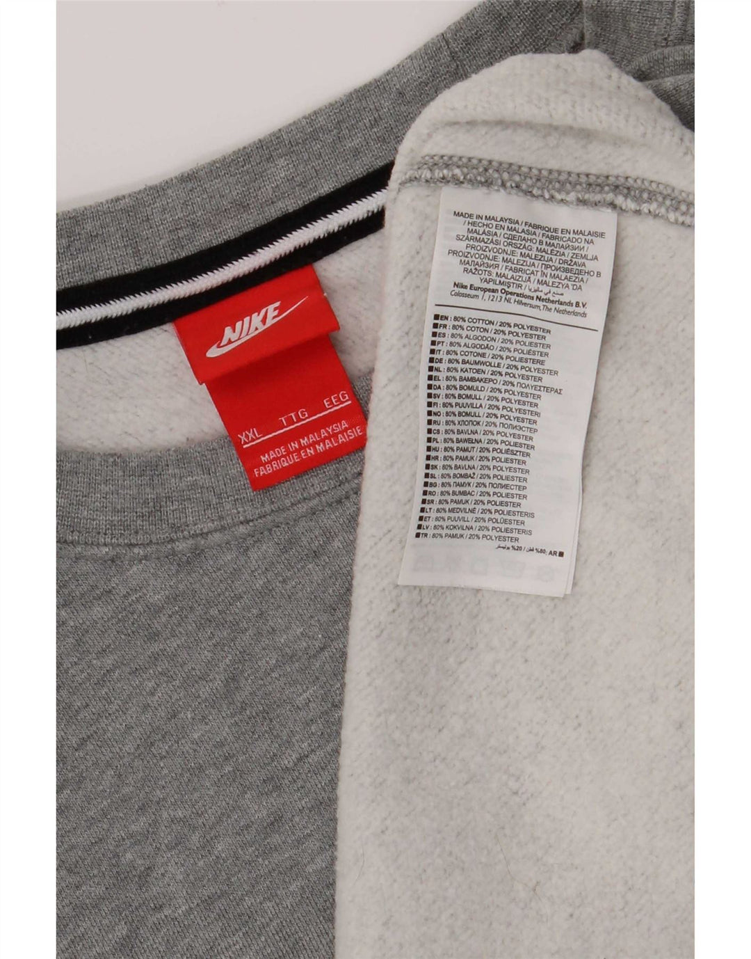 Nike Sweat-shirt pour homme en coton gris 2XL