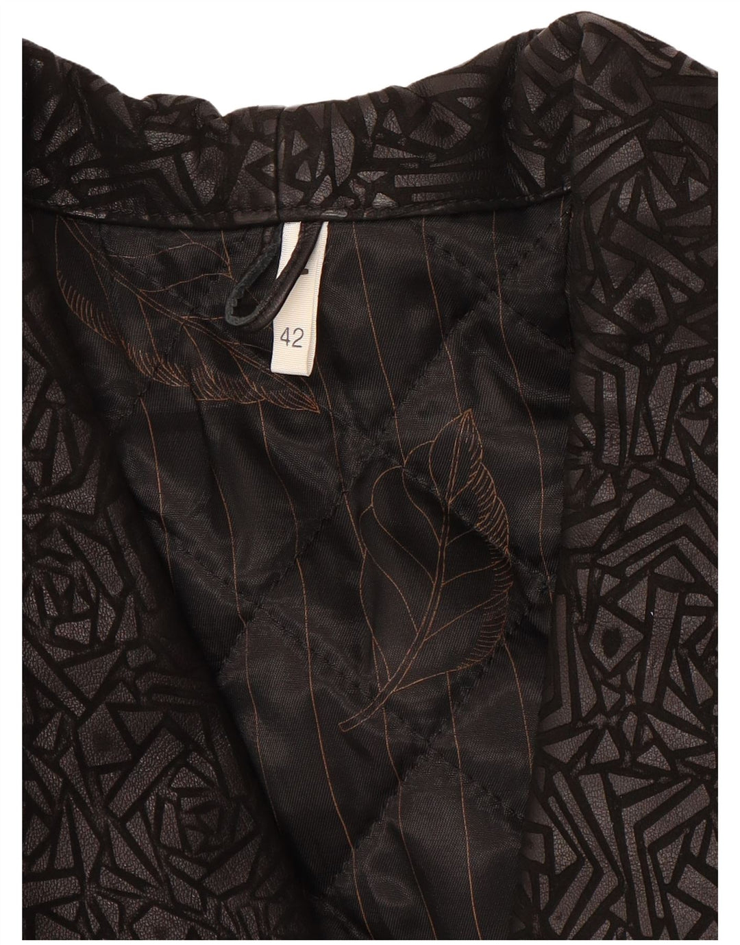 vintage Femme 3/4 Manches Veste en cuir IT 42 Moyen Noir Géométrique