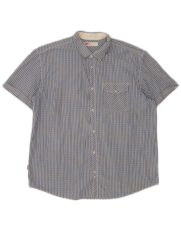 Levi's Chemise à Manches Courtes Homme Coupe Standard 2XL Bleu à Carreaux Coton Classique