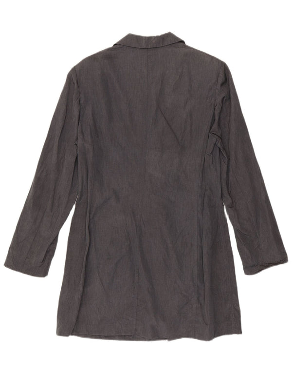 Max & Co. Veste blazer longue à 3 boutons pour femme UK 12 Lin gris moyen