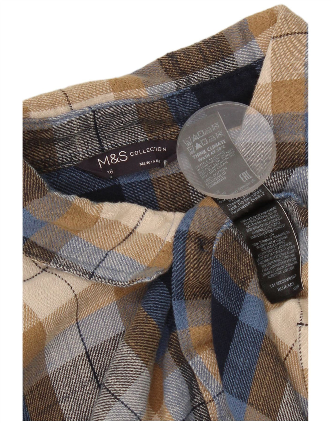 Marks & Spencer Chemise en flanelle pour femme UK 18 XL Coton à carreaux multicolore