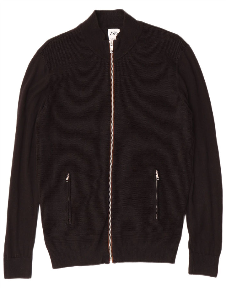 ZARA Homme Cardigan Pull Moyen Noir Coton