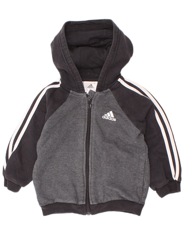 Adidas Pull à capuche zippé pour bébé garçon 12-18 mois Gris Colorblock Coton