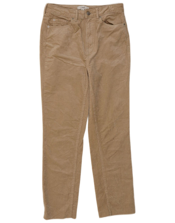 Marks & Spencer Pantalon droit en velours côtelé pour femme UK 10 Small W27 L28 Beige