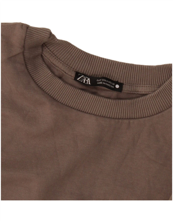 Zara Sweat-shirt surdimensionné à manches courtes pour femme UK 14 Beige moyen