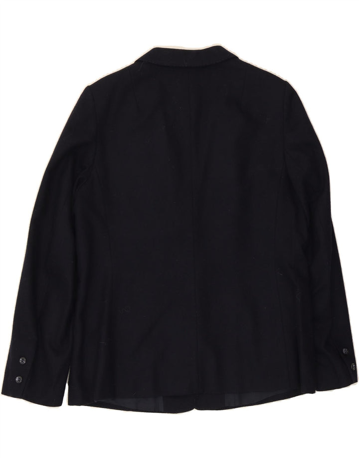 VINTAGE Womens 2 Button Blazer Jacket IT 46 Large Navy Blue Polyester Vintage Vintage and Second-Hand Vintage from Messina Hembry 