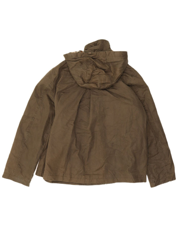 Fat Face Veste à capuche surdimensionnée en coton ciré pour femme UK 16 Large Kaki